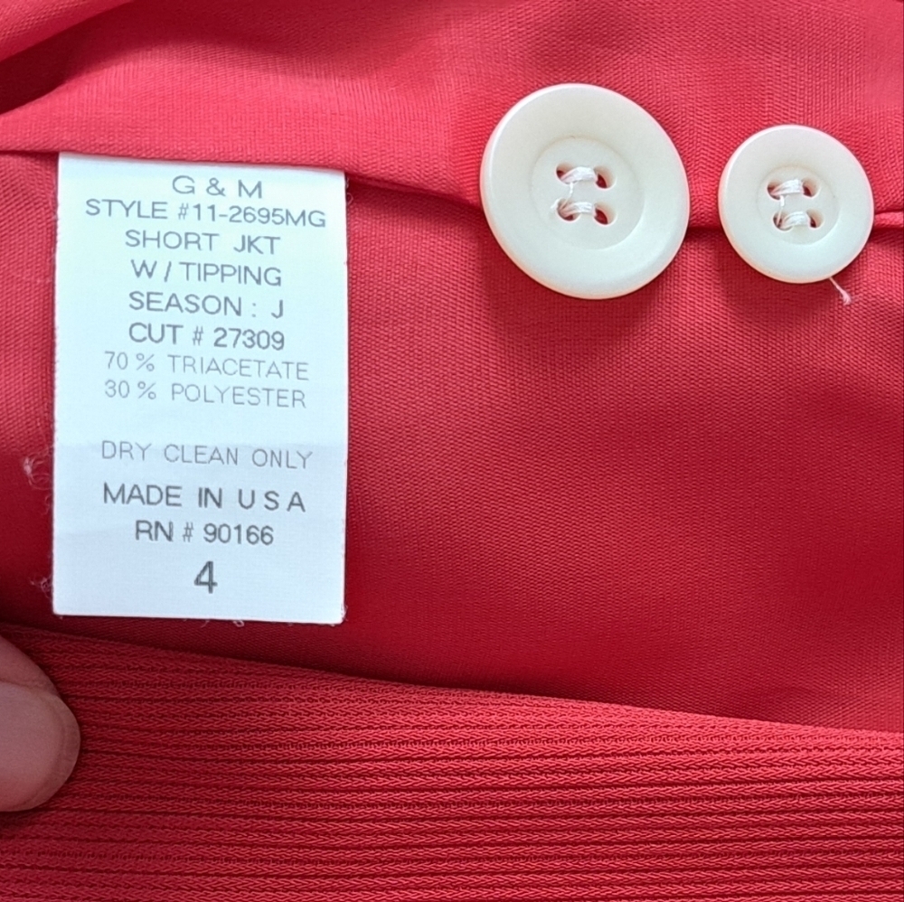 EUC Vintage Deadstock Garfield And Mark Red & White Trim Blazer & Skirt Size 4 - Picture 12 of 13